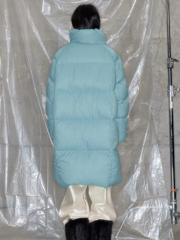 Quilted Ultra-light Long Stand-collar Down Jacket