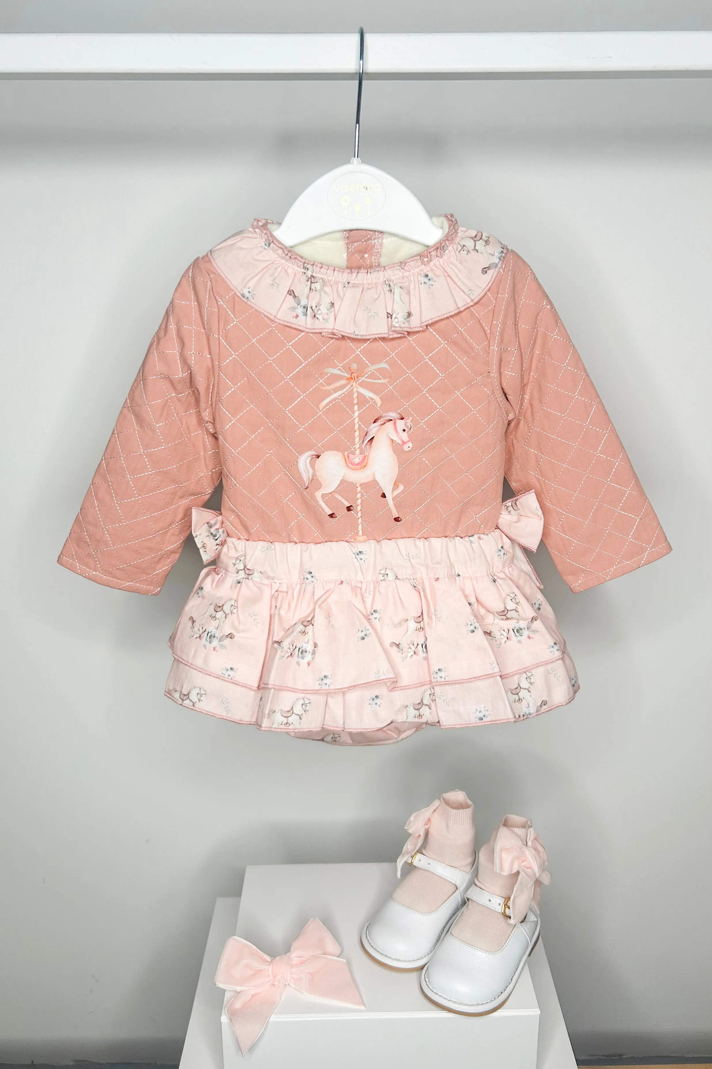 "Mya" Salmon Pink Carousel Pony Top & Skort