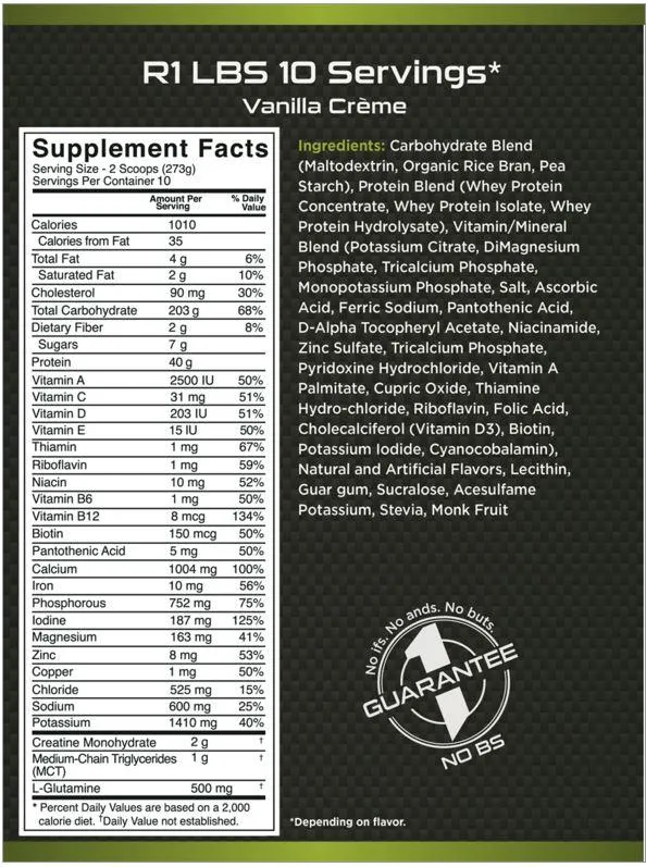 Rule 1 Mass Gainer 6lbs
