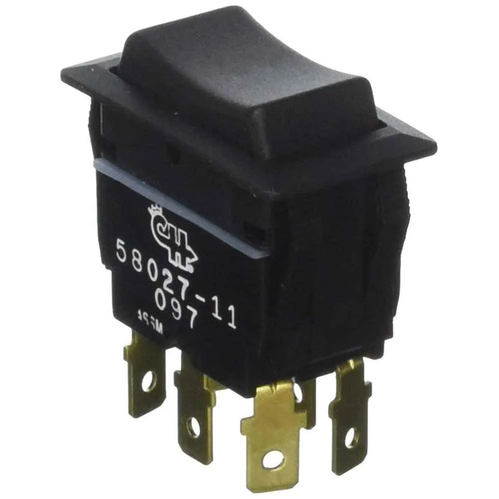 Sealed Rocker Switch Non-Illuminated DPDT (On) -Off-(On) 6 Blade