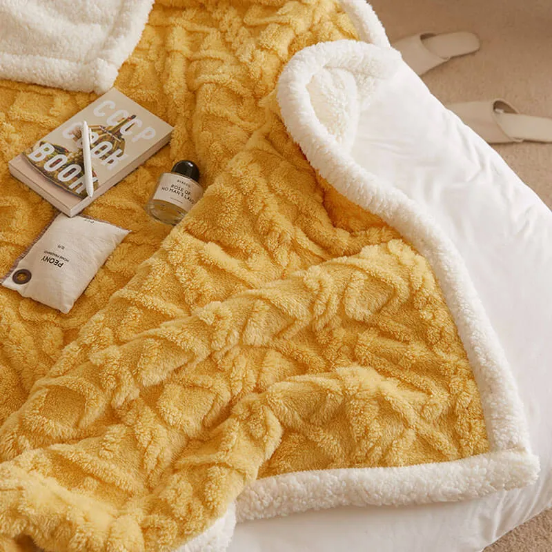 Sherpa Wool Bed Blanket , Large Super Soft Fluffy Sofa Cover Velvet Blanket
