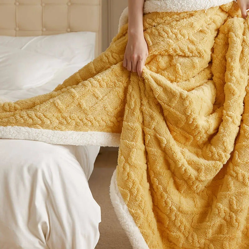 Sherpa Wool Bed Blanket , Large Super Soft Fluffy Sofa Cover Velvet Blanket