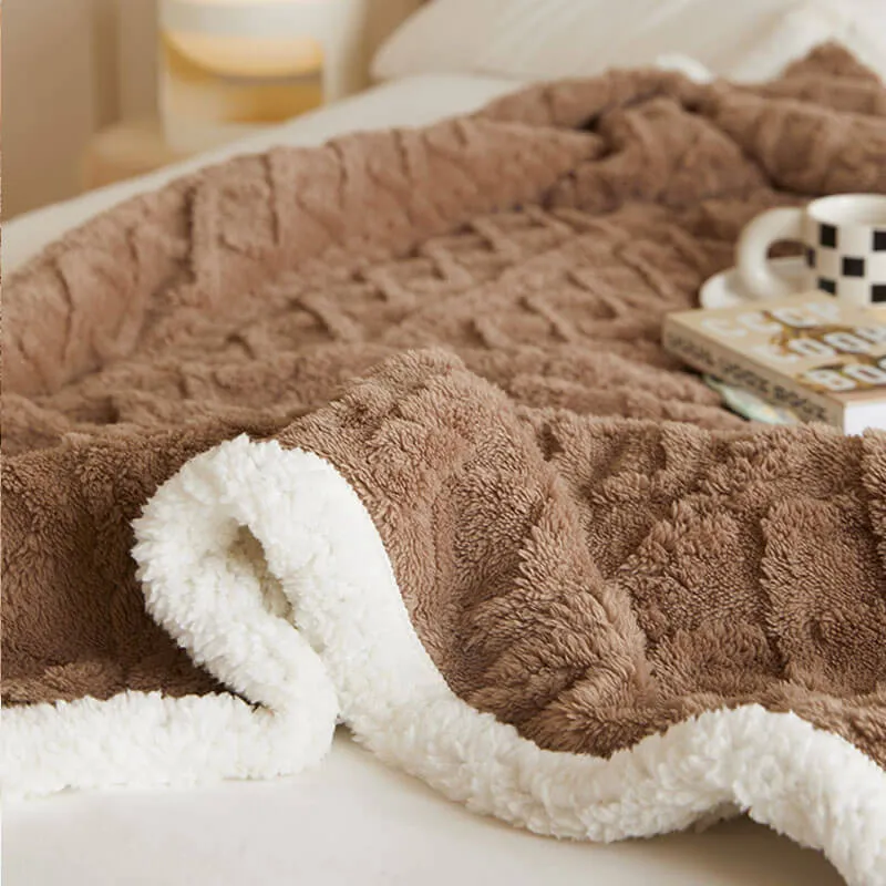 Sherpa Wool Bed Blanket , Large Super Soft Fluffy Sofa Cover Velvet Blanket