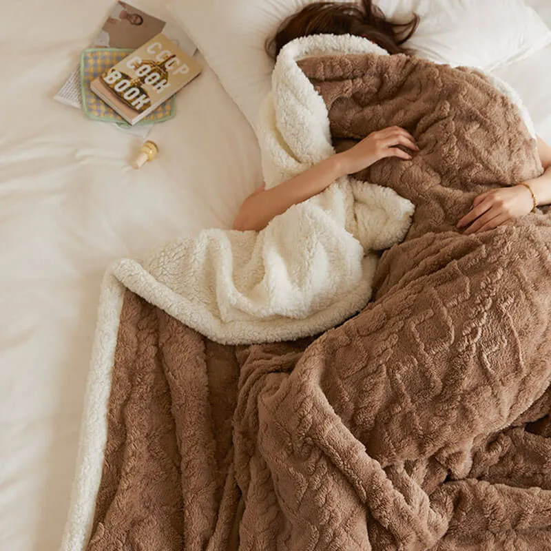 Sherpa Wool Bed Blanket , Large Super Soft Fluffy Sofa Cover Velvet Blanket