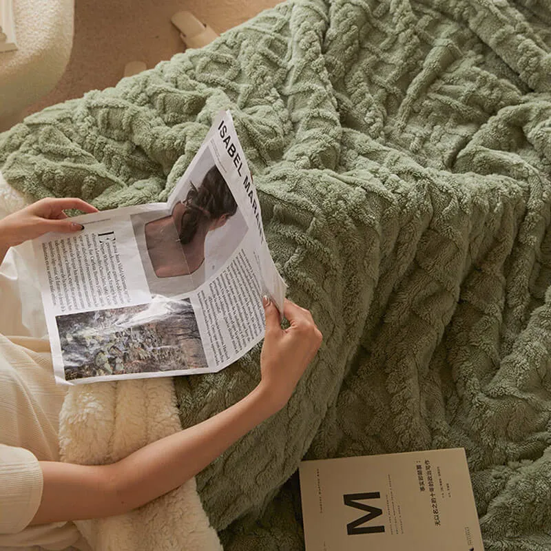Sherpa Wool Bed Blanket , Large Super Soft Fluffy Sofa Cover Velvet Blanket