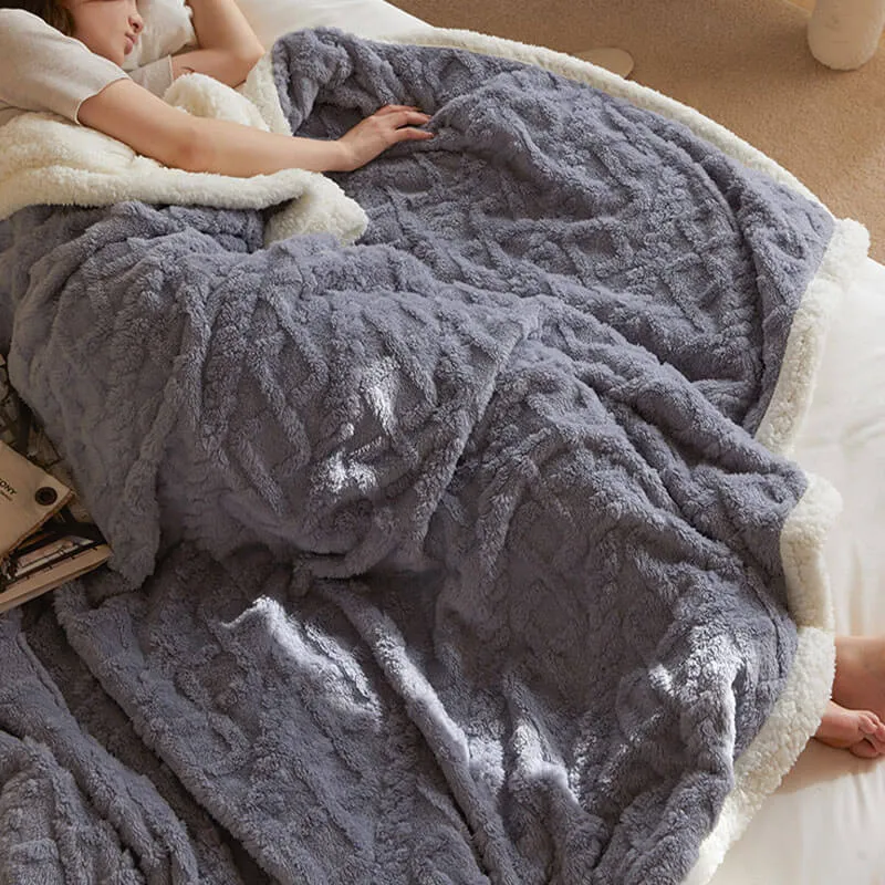 Sherpa Wool Bed Blanket , Large Super Soft Fluffy Sofa Cover Velvet Blanket