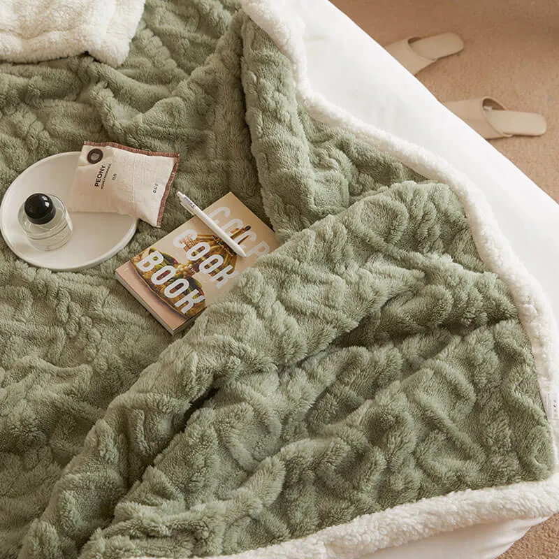 Sherpa Wool Bed Blanket , Large Super Soft Fluffy Sofa Cover Velvet Blanket