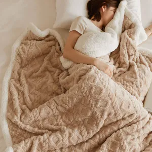 Sherpa Wool Bed Blanket , Large Super Soft Fluffy Sofa Cover Velvet Blanket