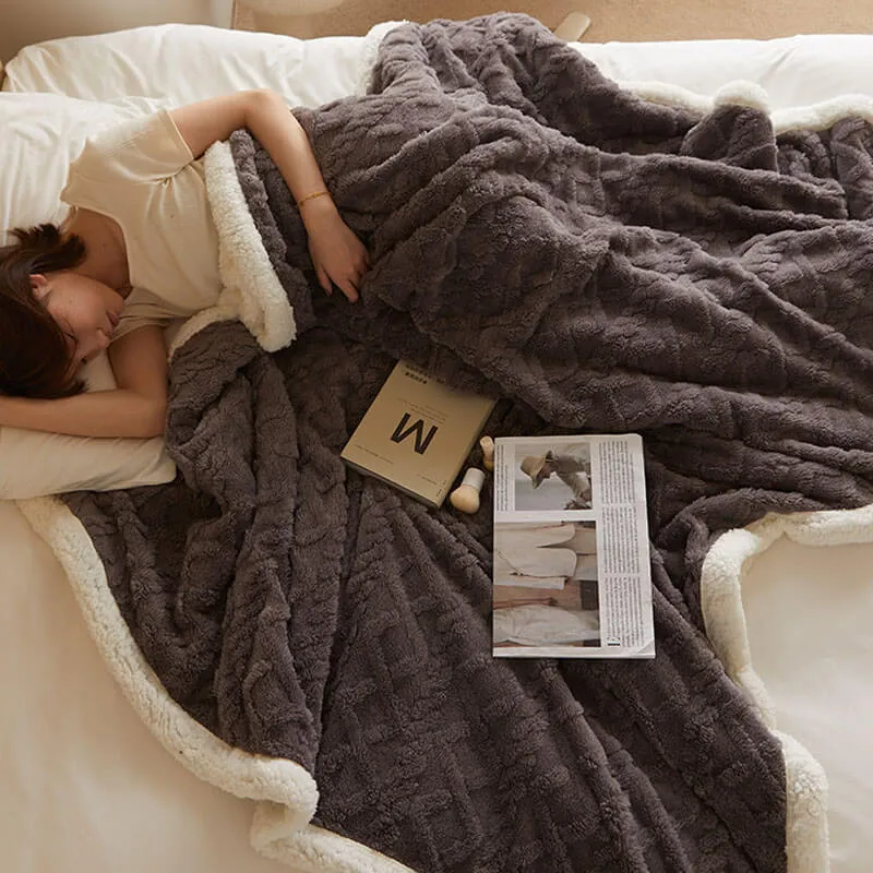 Sherpa Wool Bed Blanket , Large Super Soft Fluffy Sofa Cover Velvet Blanket
