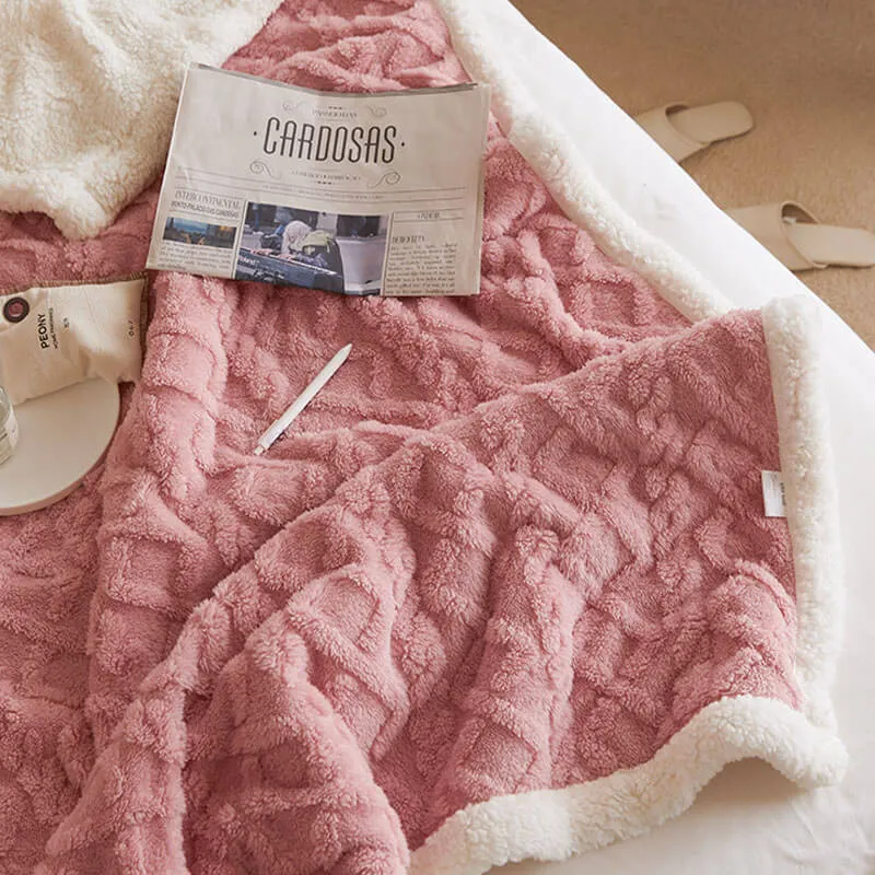 Sherpa Wool Bed Blanket , Large Super Soft Fluffy Sofa Cover Velvet Blanket