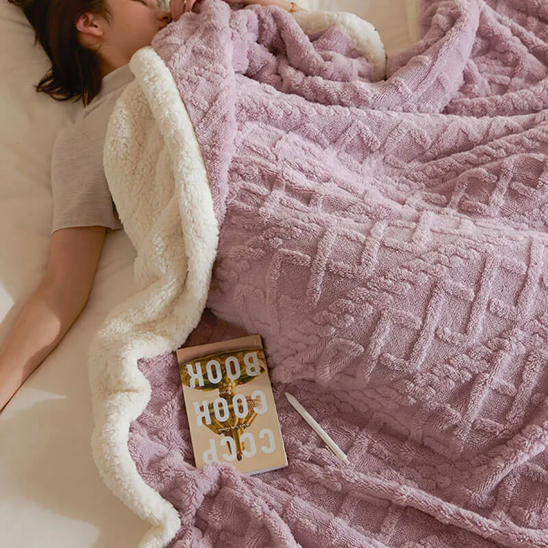 Sherpa Wool Bed Blanket , Large Super Soft Fluffy Sofa Cover Velvet Blanket