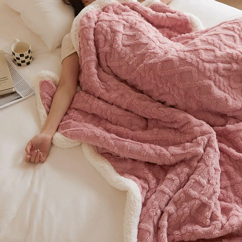 Sherpa Wool Bed Blanket , Large Super Soft Fluffy Sofa Cover Velvet Blanket