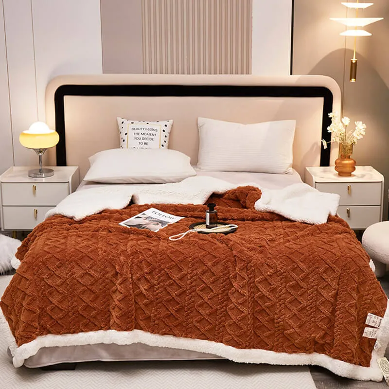 Sherpa Wool Bed Blanket , Large Super Soft Fluffy Sofa Cover Velvet Blanket