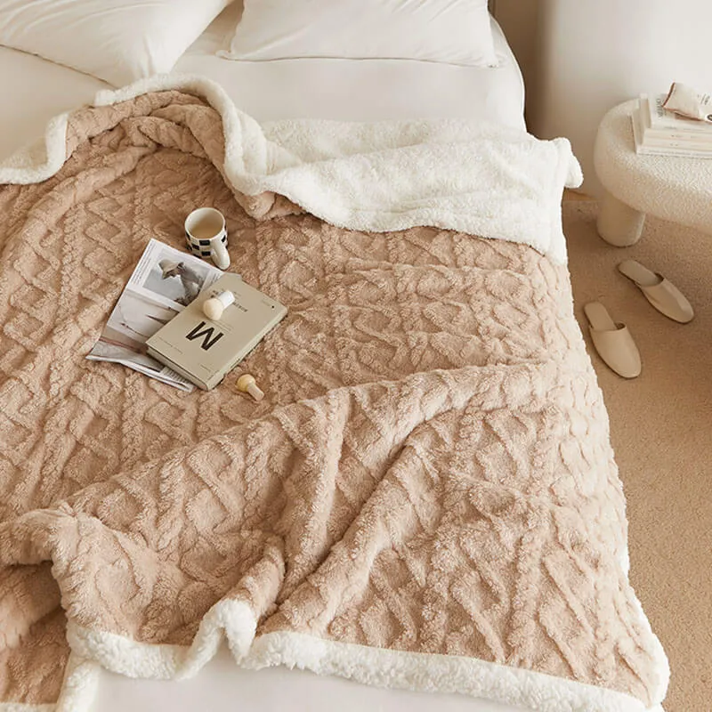 Sherpa Wool Bed Blanket , Large Super Soft Fluffy Sofa Cover Velvet Blanket