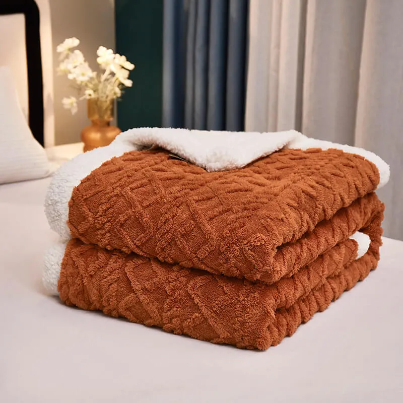 Sherpa Wool Bed Blanket , Large Super Soft Fluffy Sofa Cover Velvet Blanket