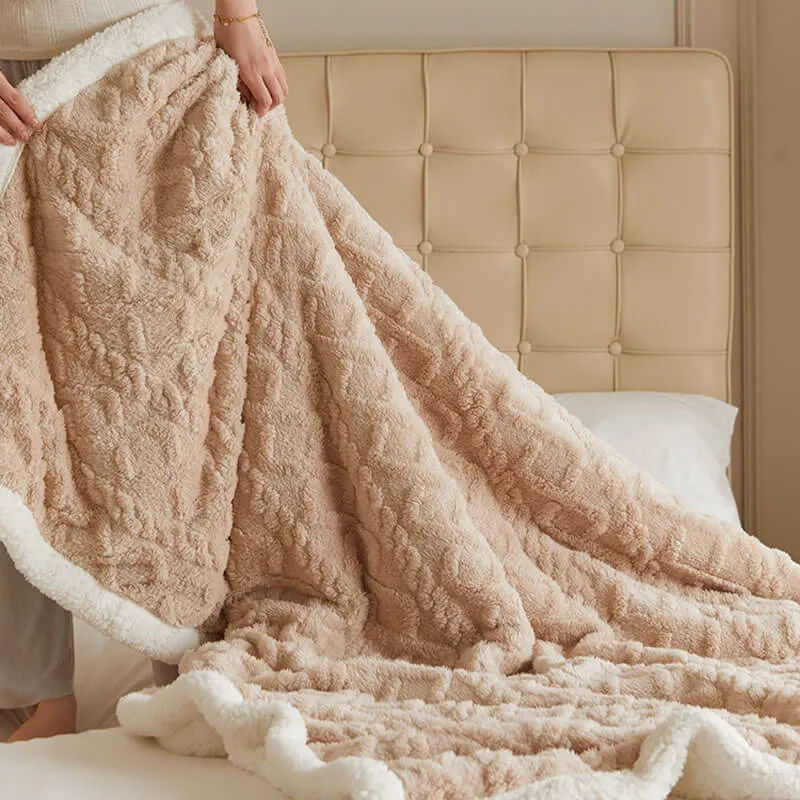 Sherpa Wool Bed Blanket , Large Super Soft Fluffy Sofa Cover Velvet Blanket