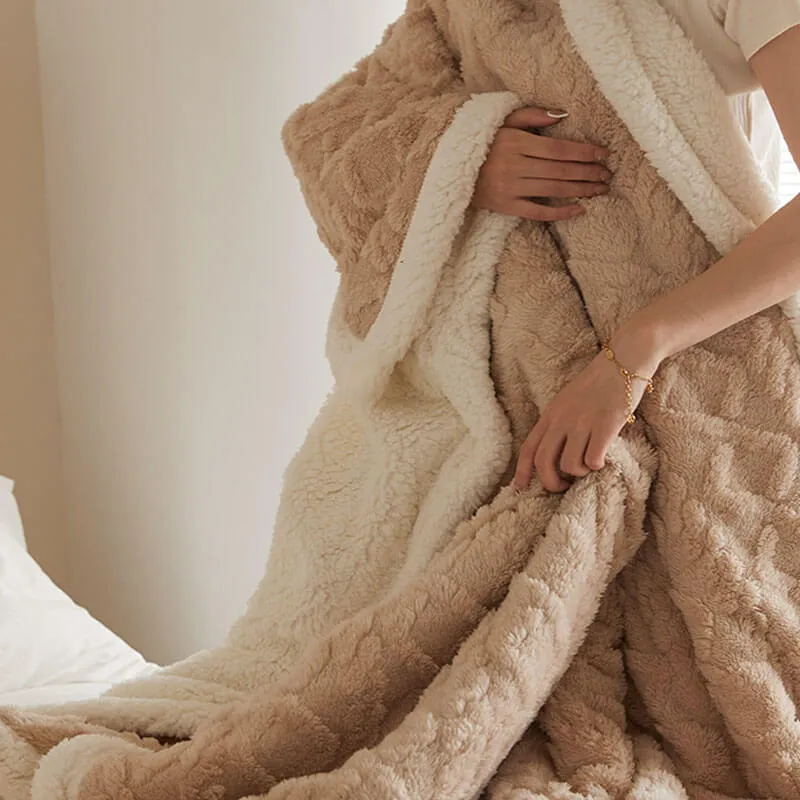 Sherpa Wool Bed Blanket , Large Super Soft Fluffy Sofa Cover Velvet Blanket
