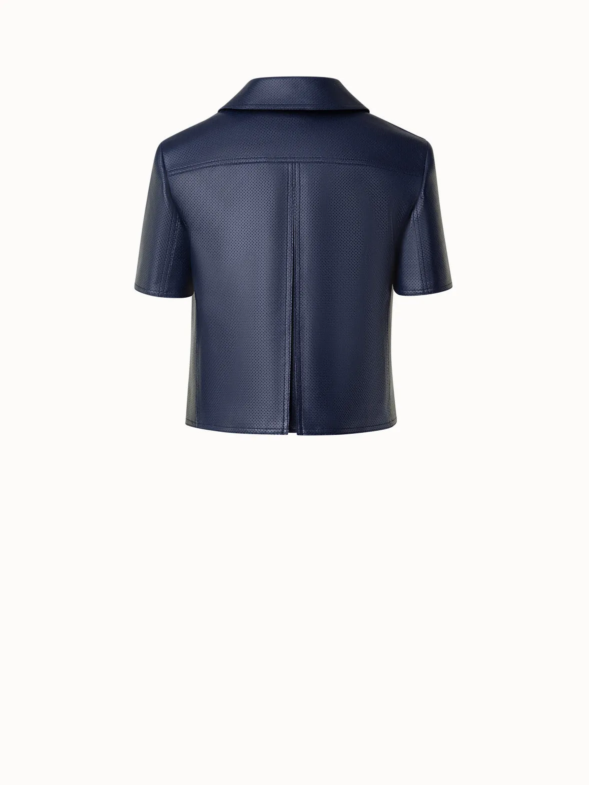 Short Sleeve Signature Pin Dot Leather Jacket