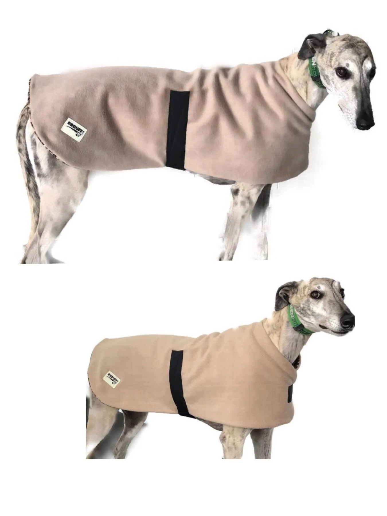 Simply black classic style Greyhound coat in thick double fleece washable