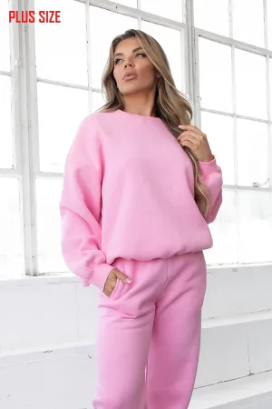 Sleepy But Social Crewneck- Oversized- Pink