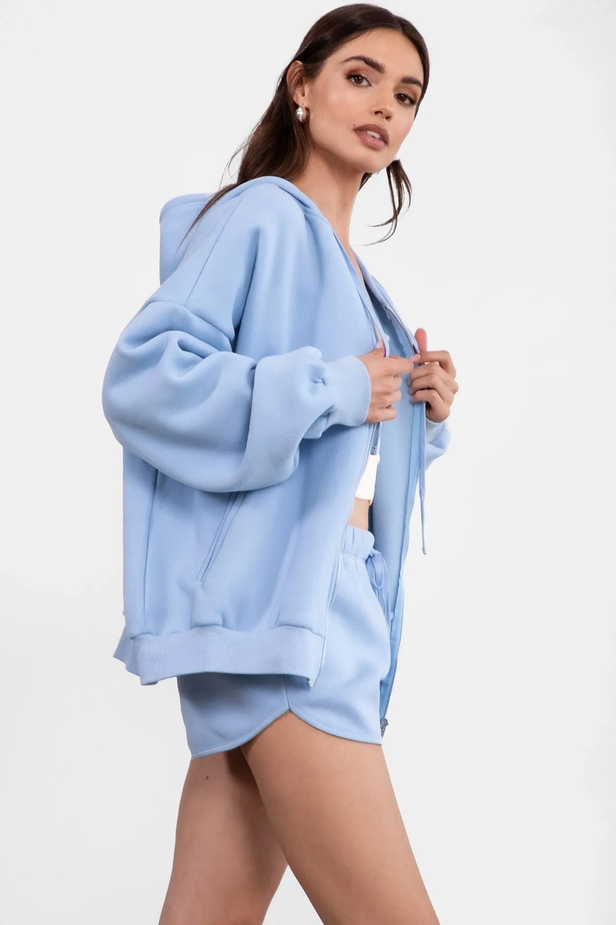 Sleepy But Social Hoodie -Oversized- Baby Blue