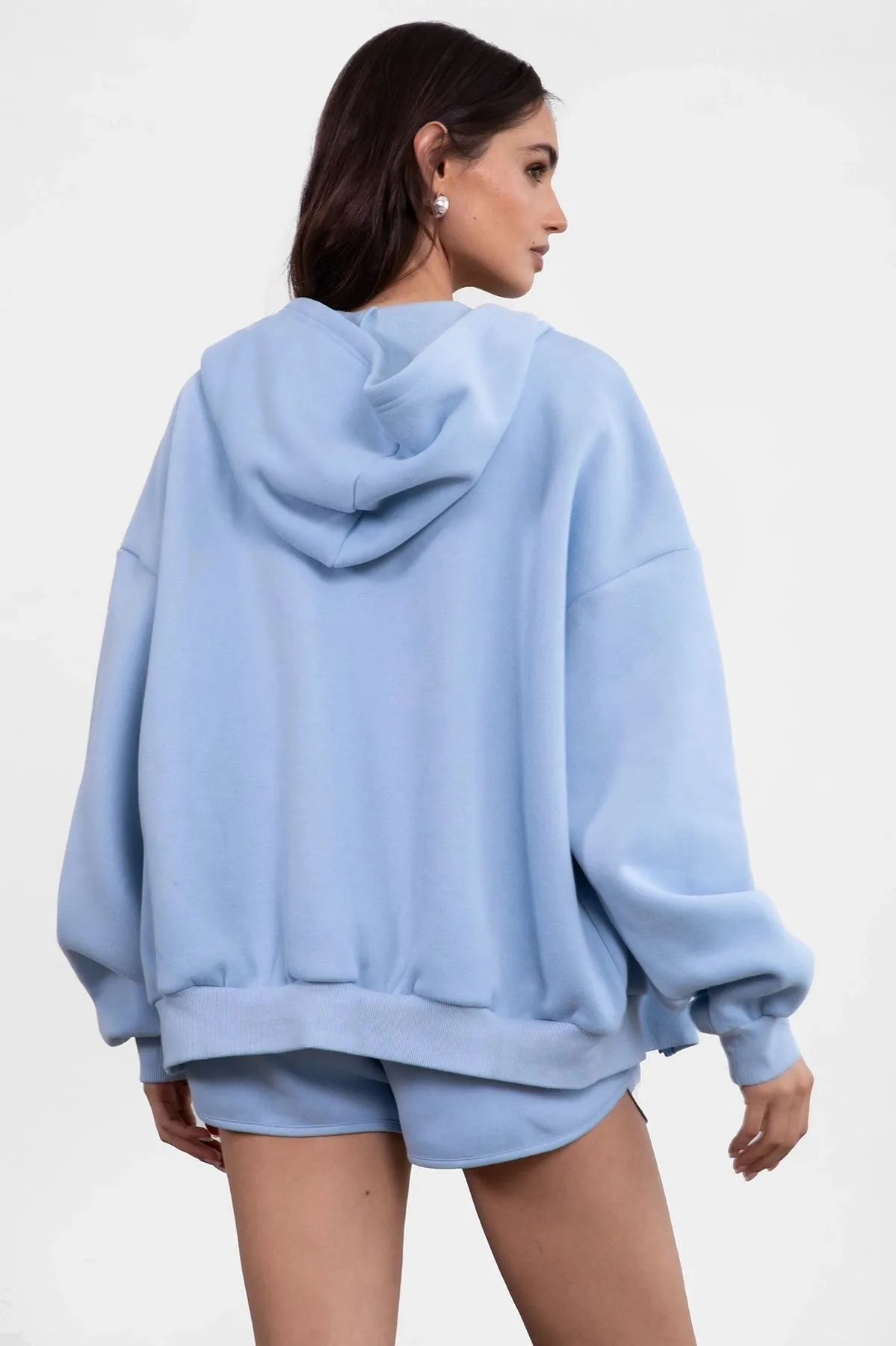 Sleepy But Social Hoodie -Oversized- Baby Blue