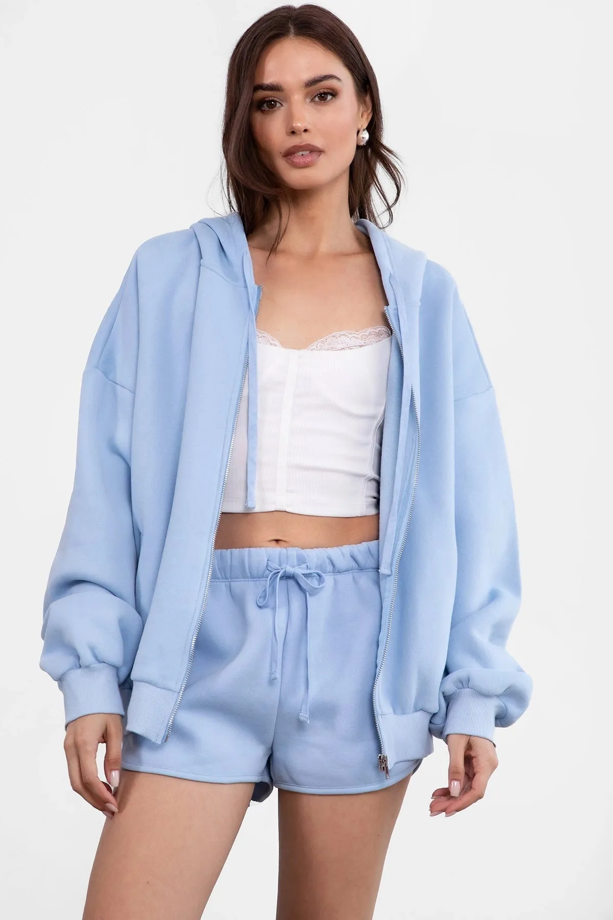 Sleepy But Social Hoodie -Oversized- Baby Blue