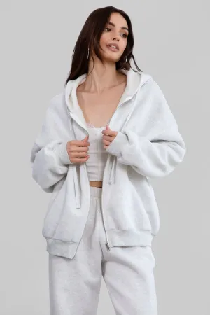 Sleepy But Social Hoodie -Oversized- Heather White