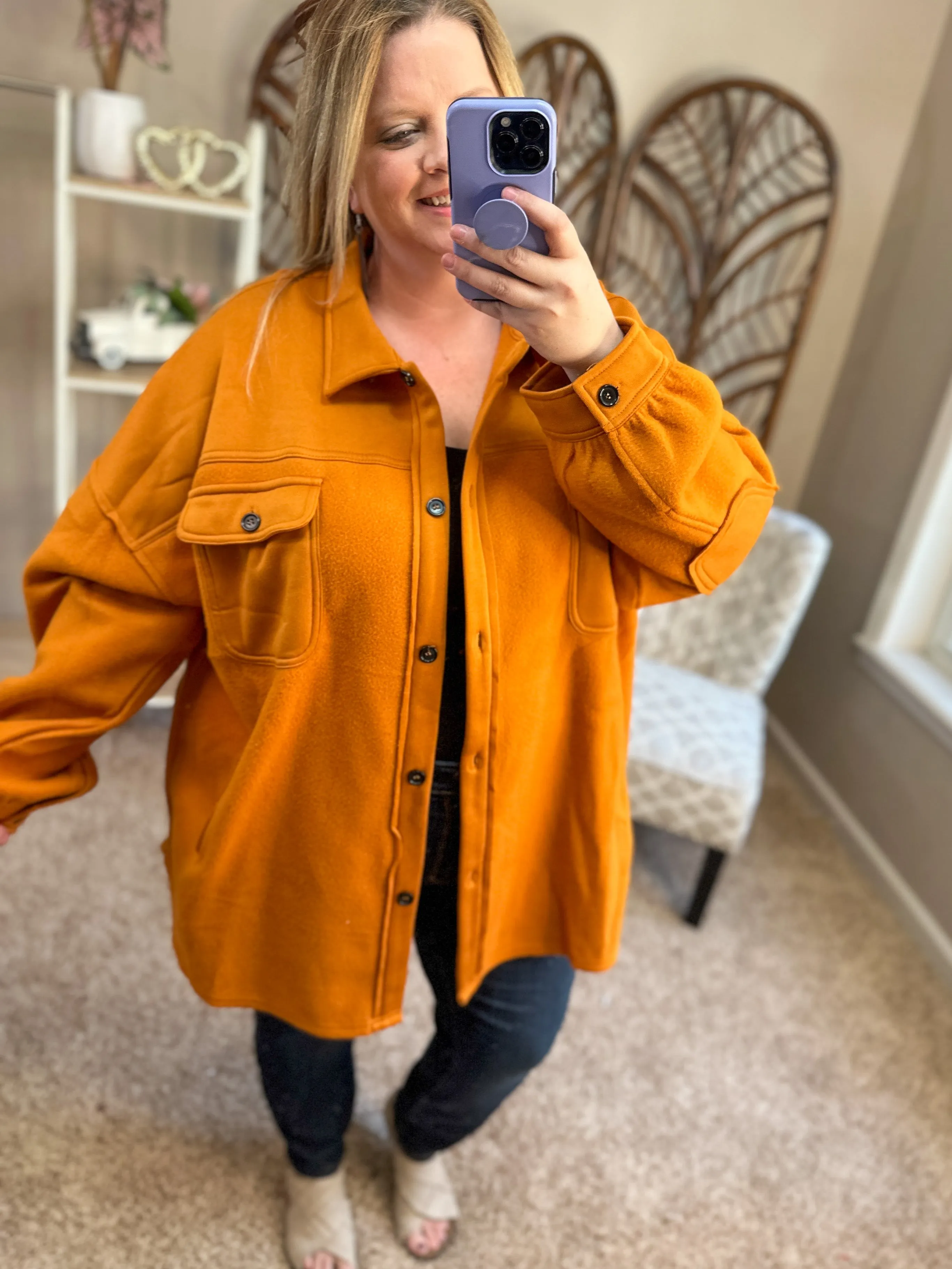 Stadium Saturdays Shacket - Spicy Orange