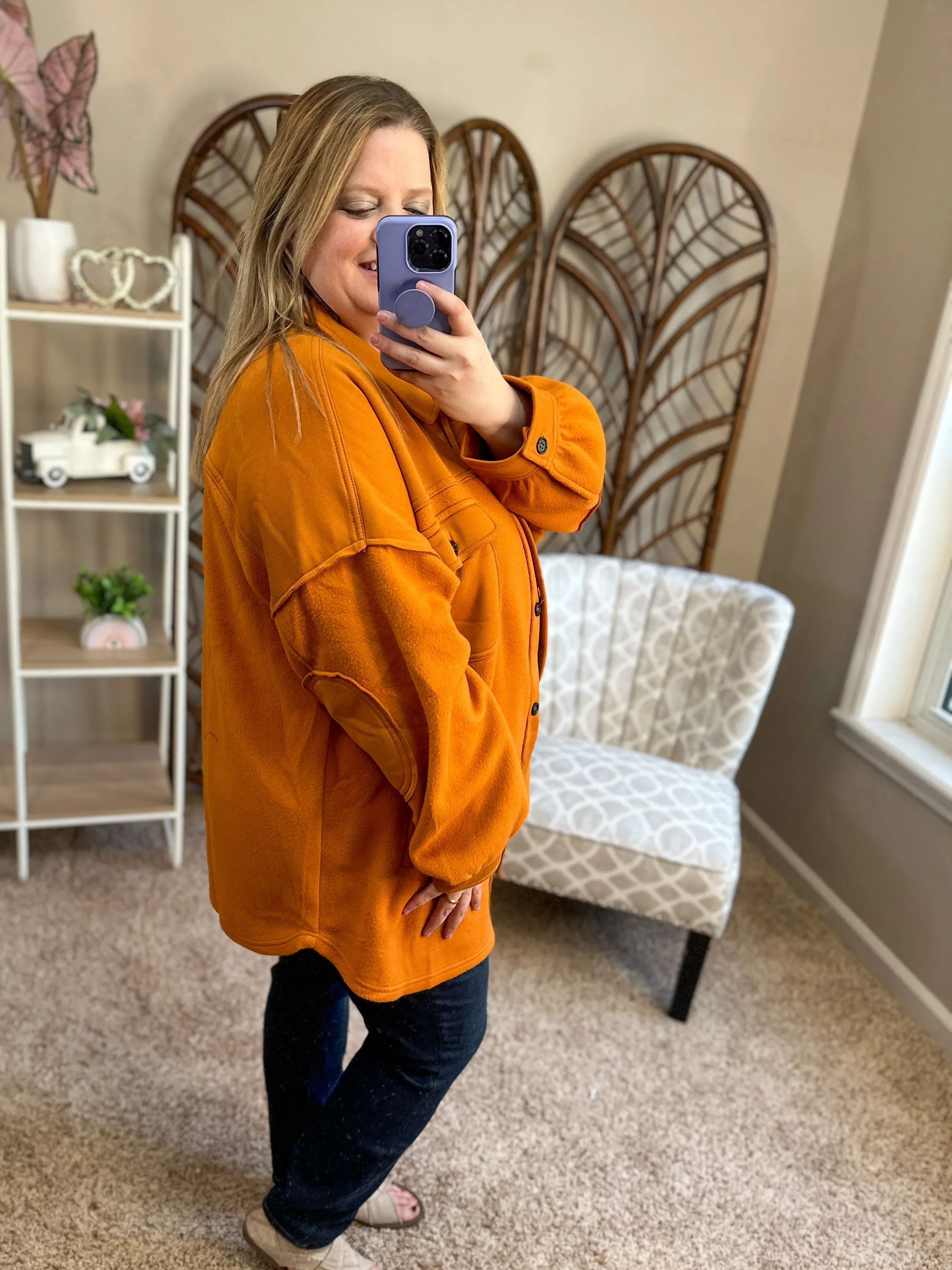 Stadium Saturdays Shacket - Spicy Orange