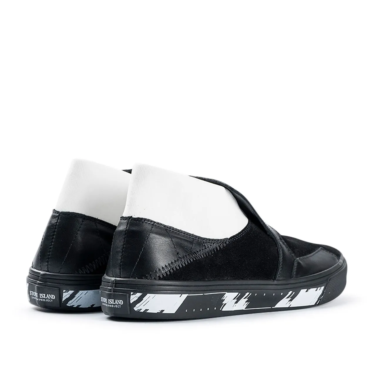 stone island shadow project slip-on mid leather (black)