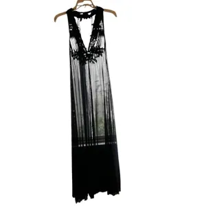 Stunning Flora Nikrooz Sheer Mesh Long Nightgown With Leaf Applique Halter neck