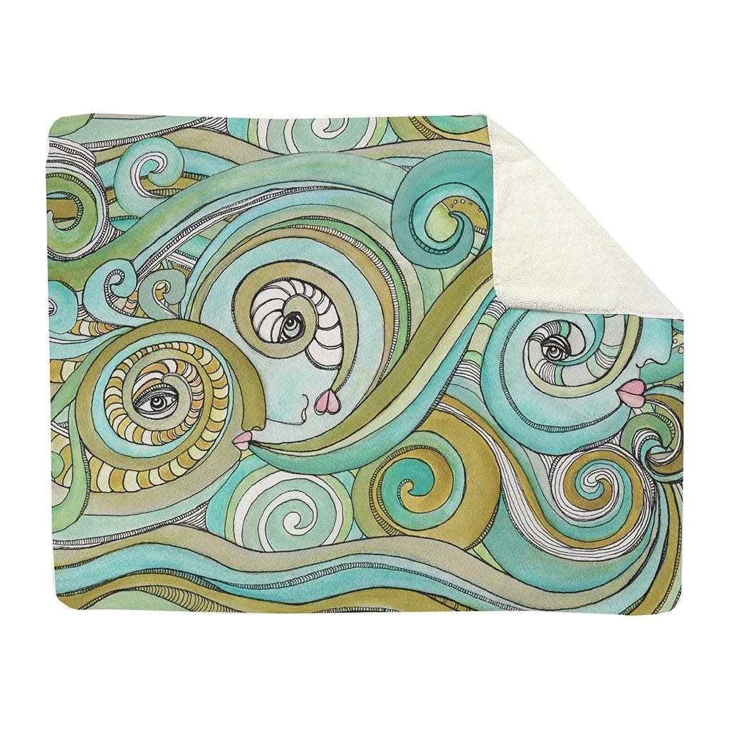 Thick Sherpa Fleece Blanket 'Honeydew Ocean'