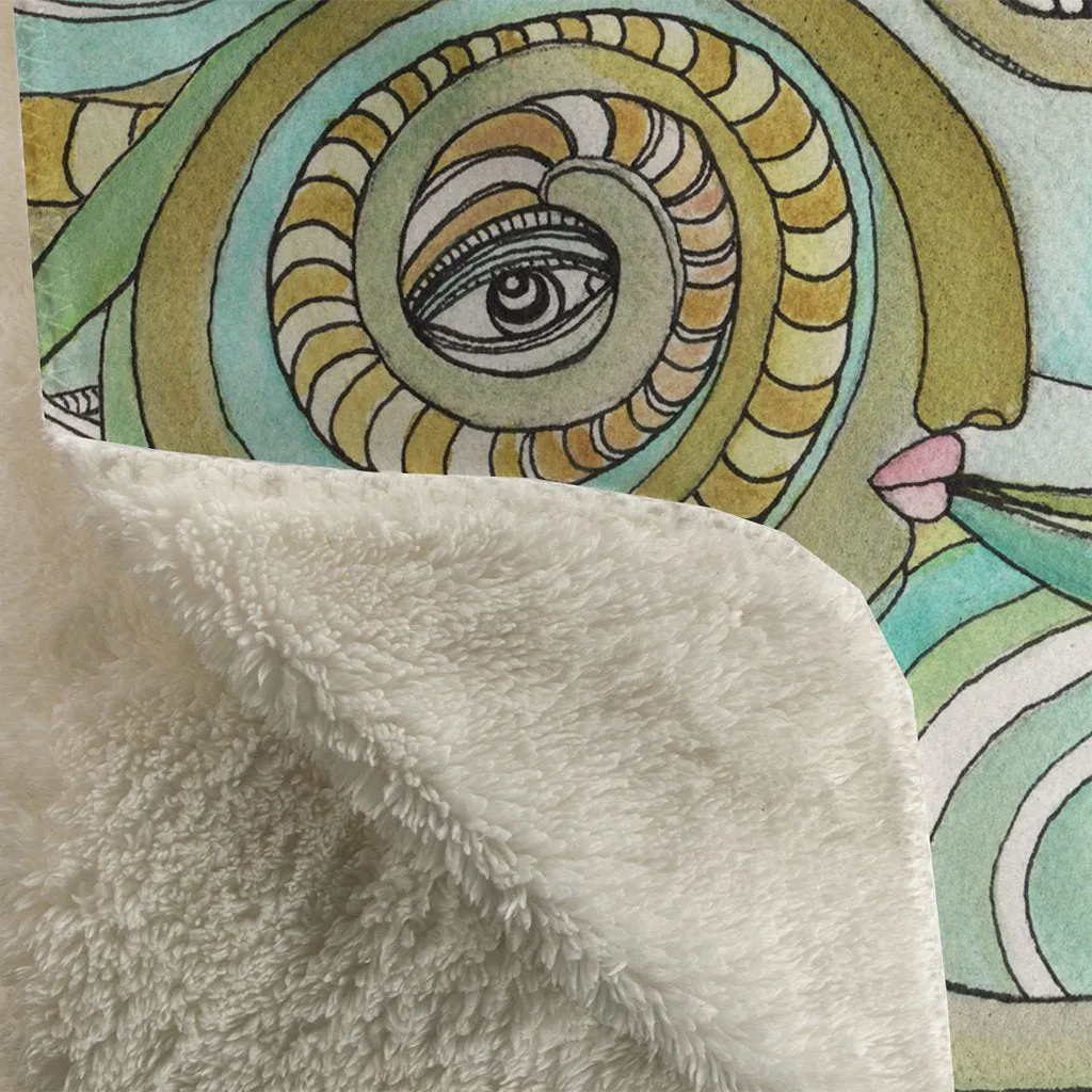 Thick Sherpa Fleece Blanket 'Honeydew Ocean'
