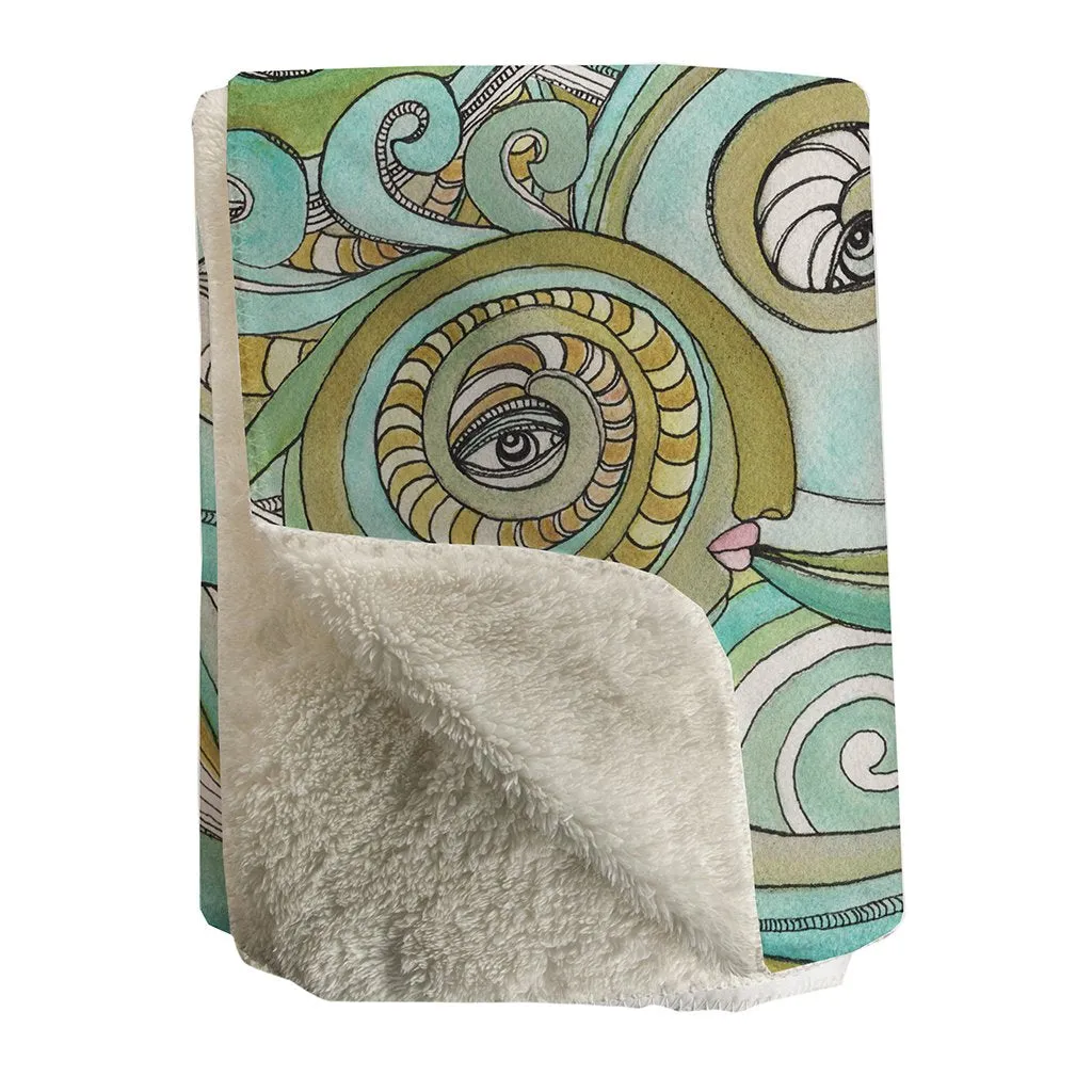 Thick Sherpa Fleece Blanket 'Honeydew Ocean'