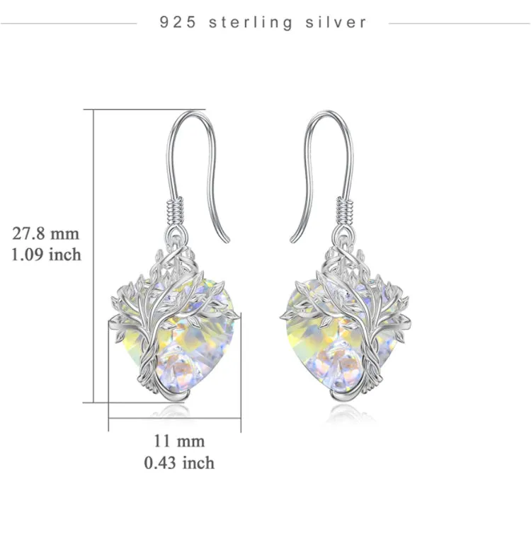 Tree Crystal 925 Sterling Silver Drop Earrings