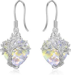 Tree Crystal 925 Sterling Silver Drop Earrings