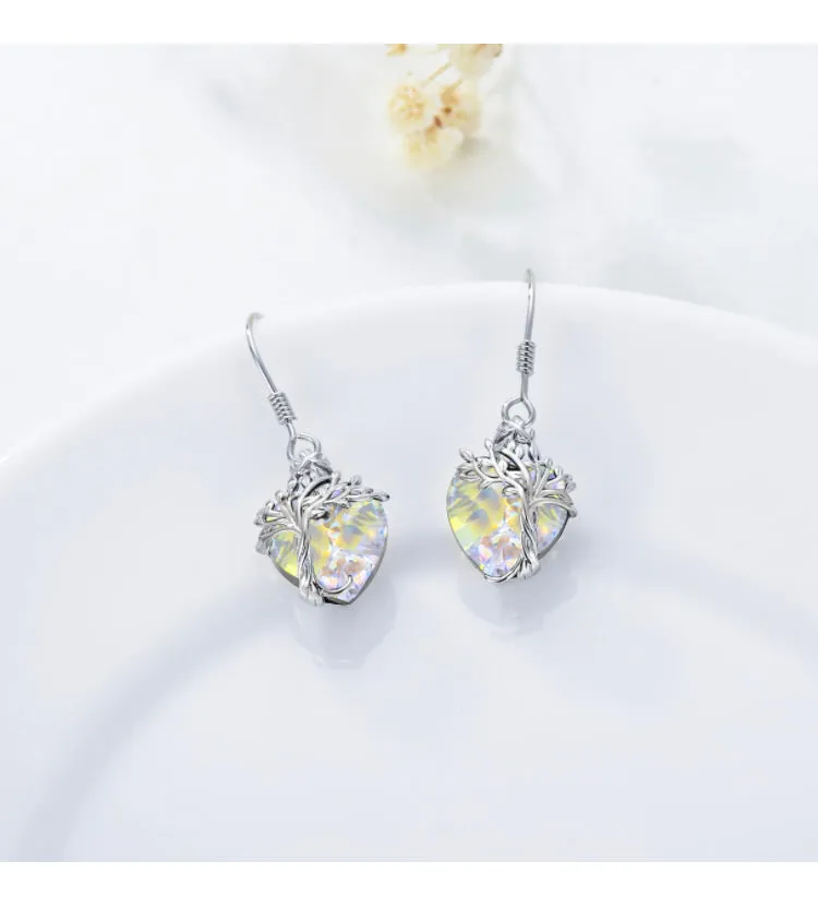 Tree Crystal 925 Sterling Silver Drop Earrings