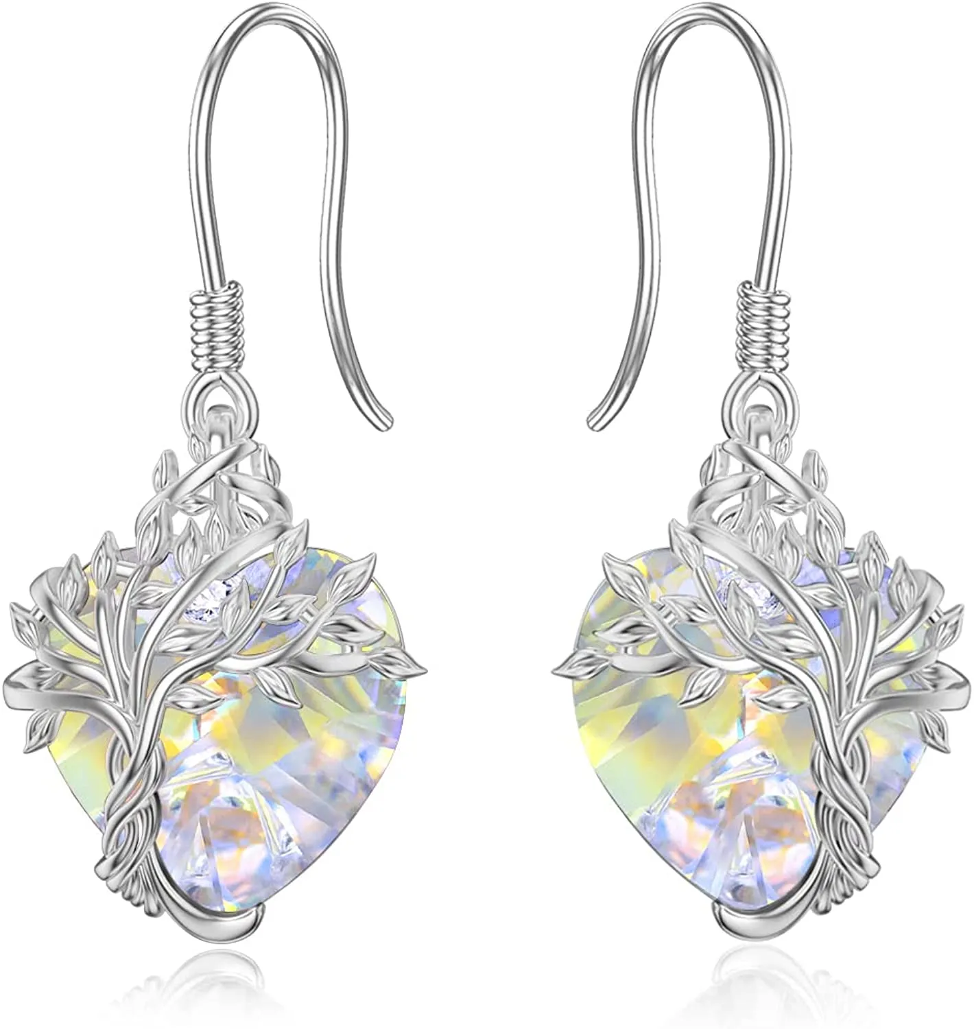 Tree Crystal 925 Sterling Silver Drop Earrings