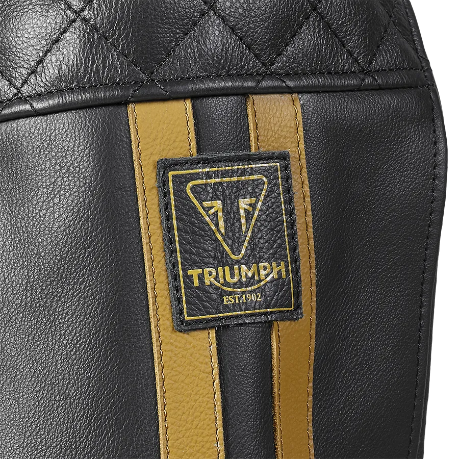 Triumph Braddan Air Racing Leather Jacket in Black and Gold