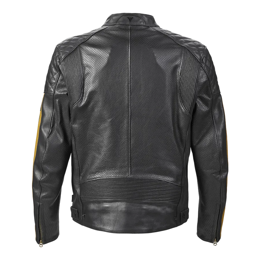 Triumph Braddan Air Racing Leather Jacket in Black and Gold