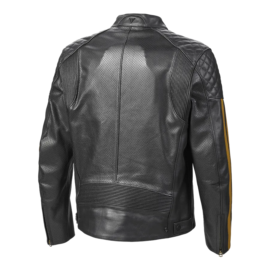 Triumph Braddan Air Racing Leather Jacket in Black and Gold