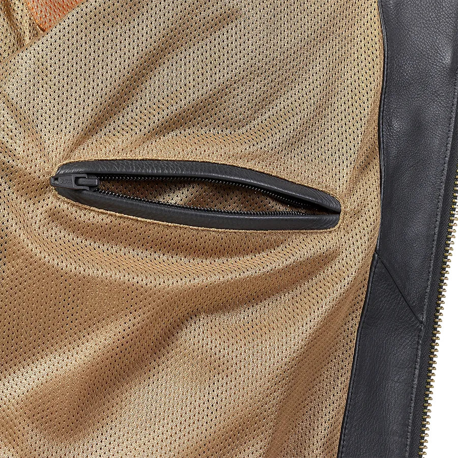 Triumph Braddan Air Racing Leather Jacket in Black and Gold