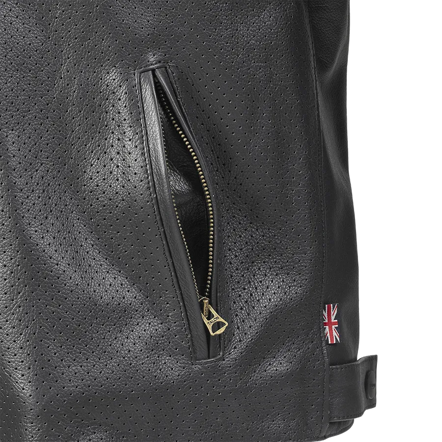 Triumph Braddan Air Racing Leather Jacket in Black and Gold