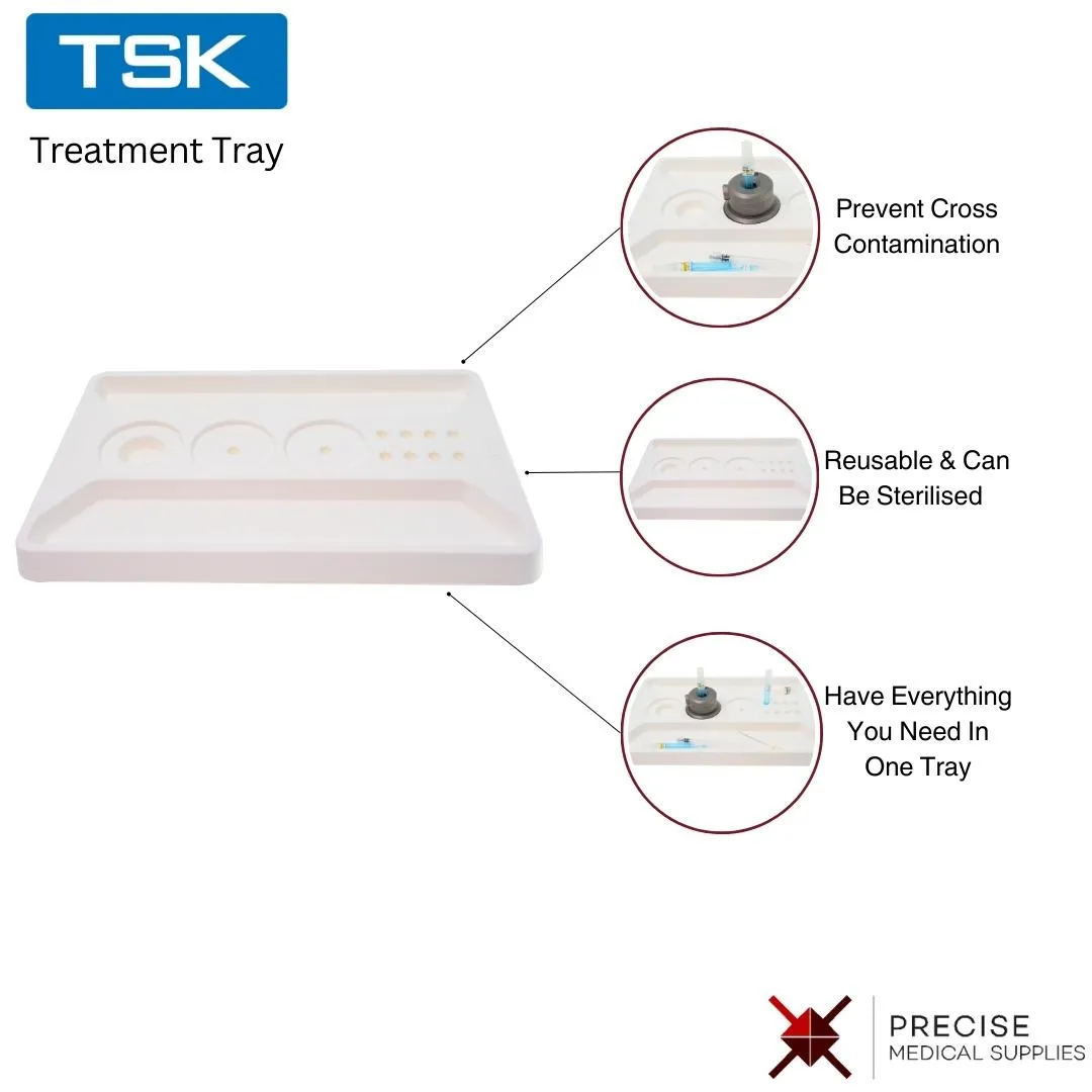 TSK Professional Bundle - 1 Box of Steriglide Cannulas, 1 Needle Holder and 1 Treatment Tray