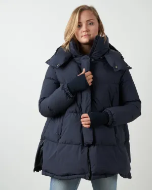 two-layer laminar puffer coat - blue