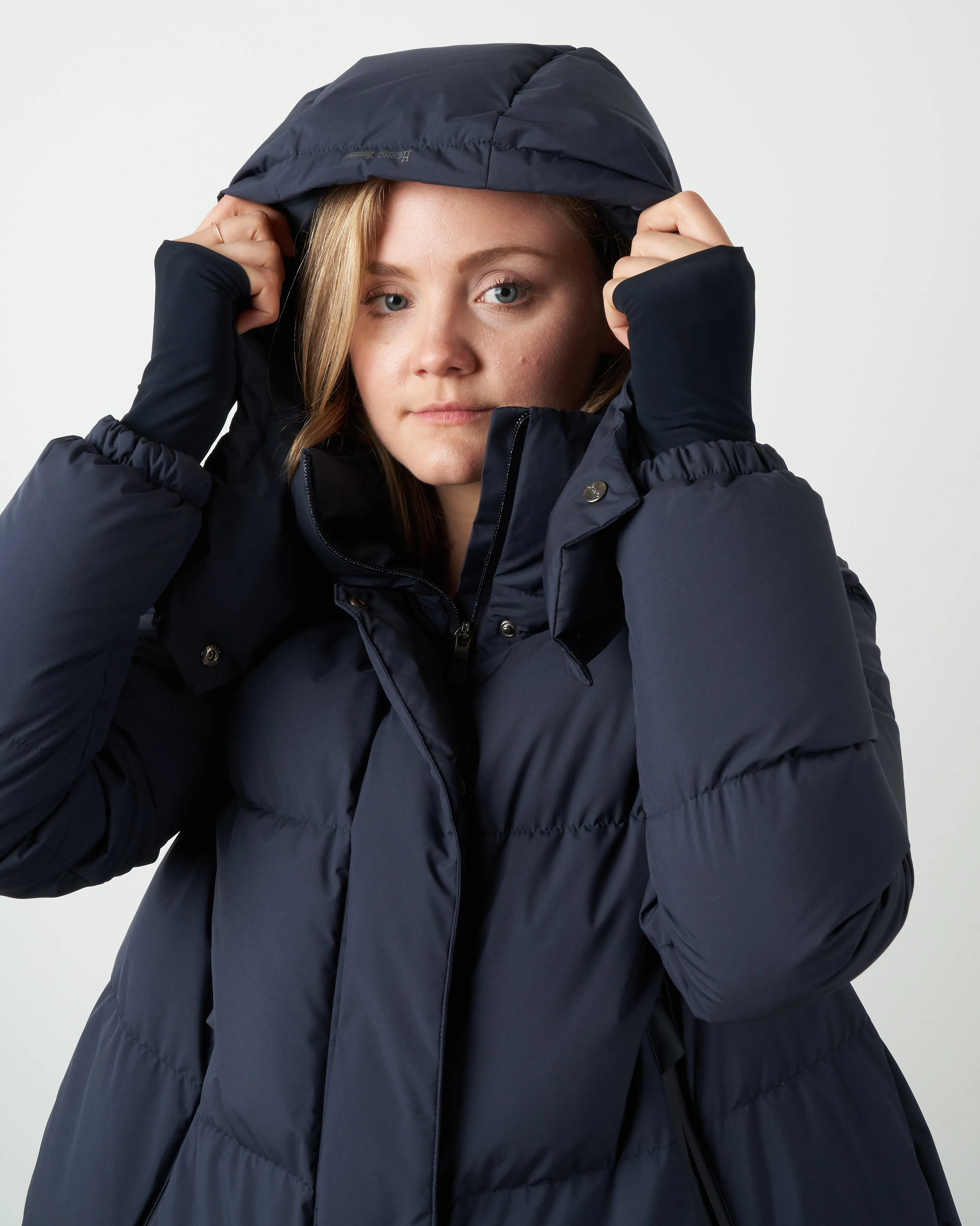 two-layer laminar puffer coat - blue