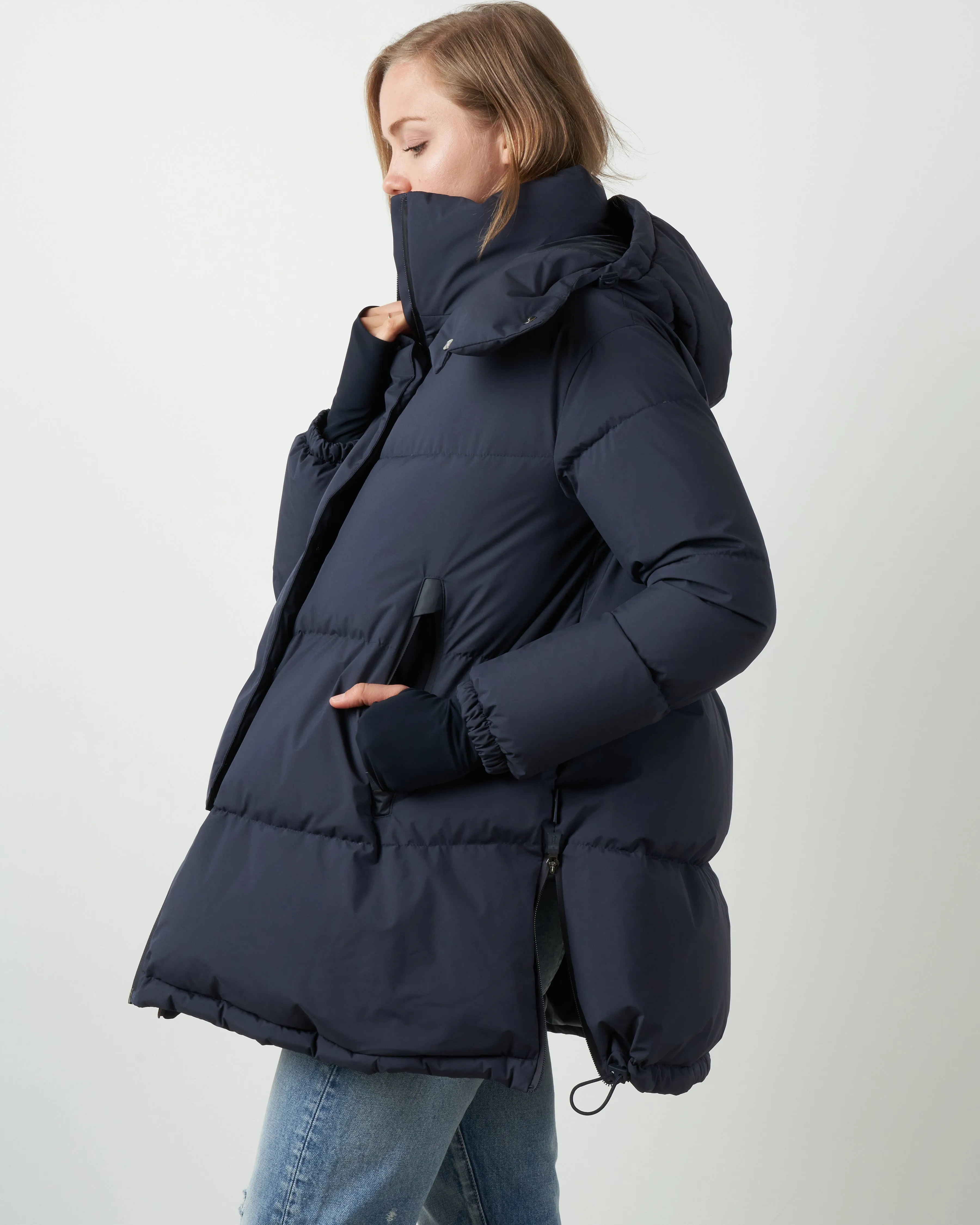 two-layer laminar puffer coat - blue