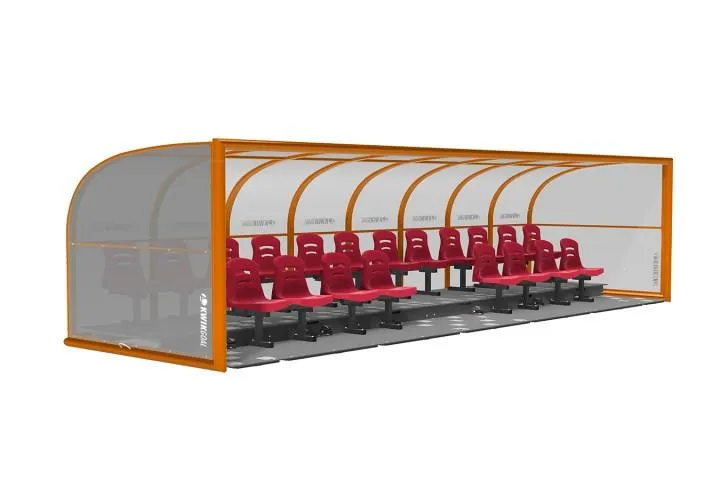 Two-Row Portable Rugby Shelter with Molded Seats
