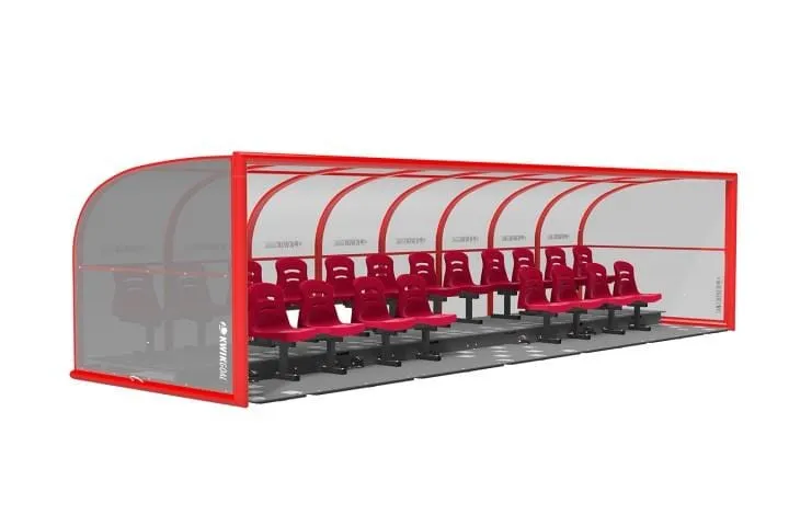 Two-Row Portable Rugby Shelter with Molded Seats